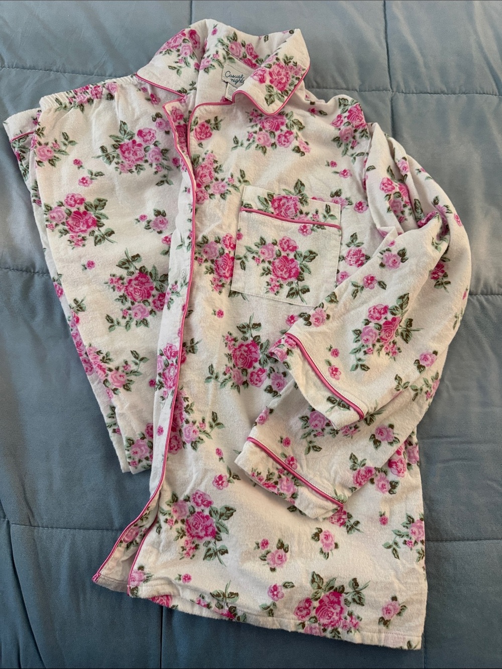 Woman’s Floral Pink Pajama Set - Cozy Nightwear
